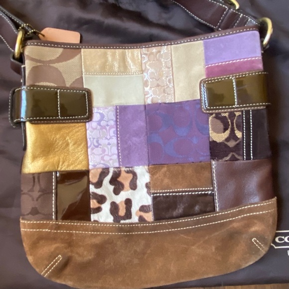 VTG Y2K Coach Eva Patchwork Purple Collectable Limited Edition 4 Way ShoulderBag - Picture 3 of 14